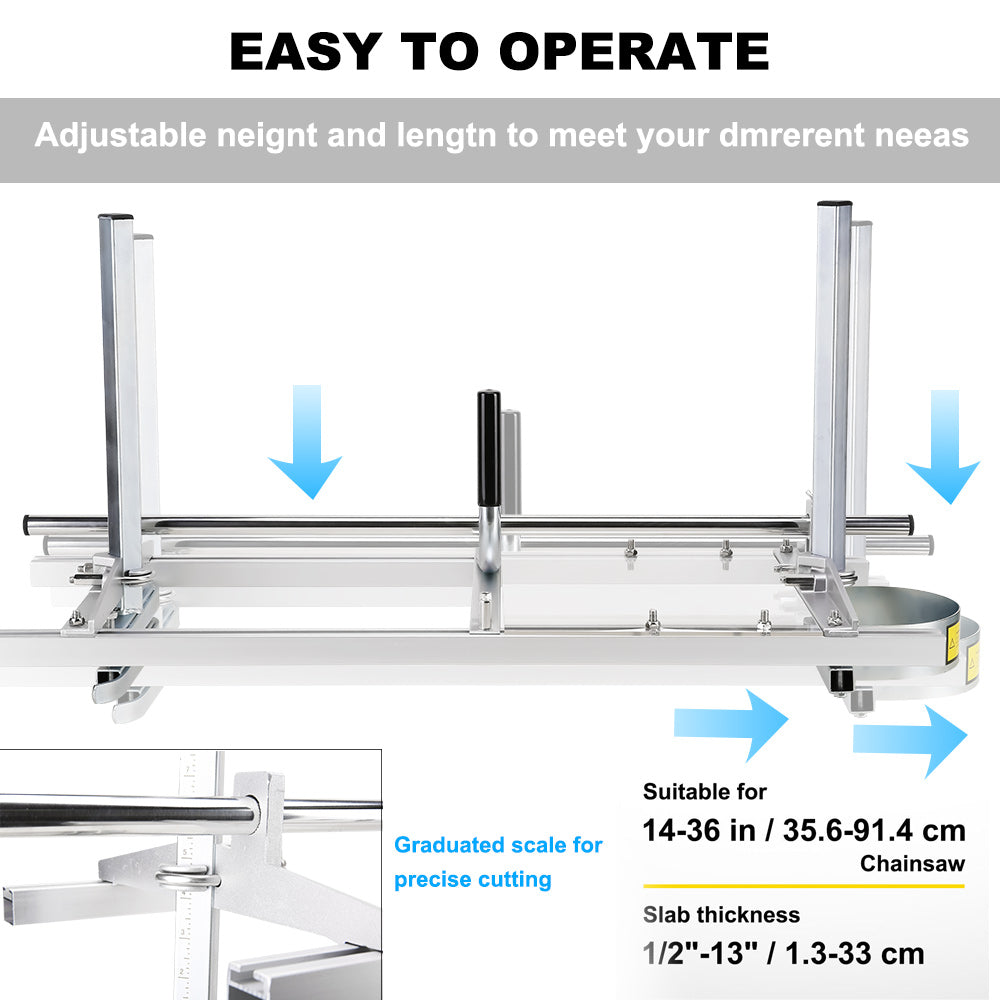 Chainsaw Mill for Saws | 14"-36" Bar | Furniture Making Wood Cutting | Aluminum Steel