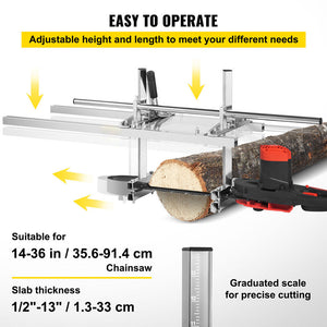 Chainsaw Mill for Saws | 14"-36" Bar | Furniture Making Wood Cutting | Aluminum Steel