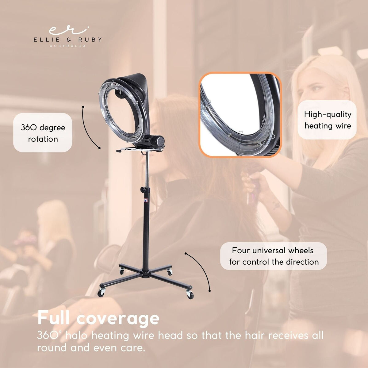 New Standing Hair Dryer Accelerator | Colour 360 Rotating | Halo Rolling Salon Equipment