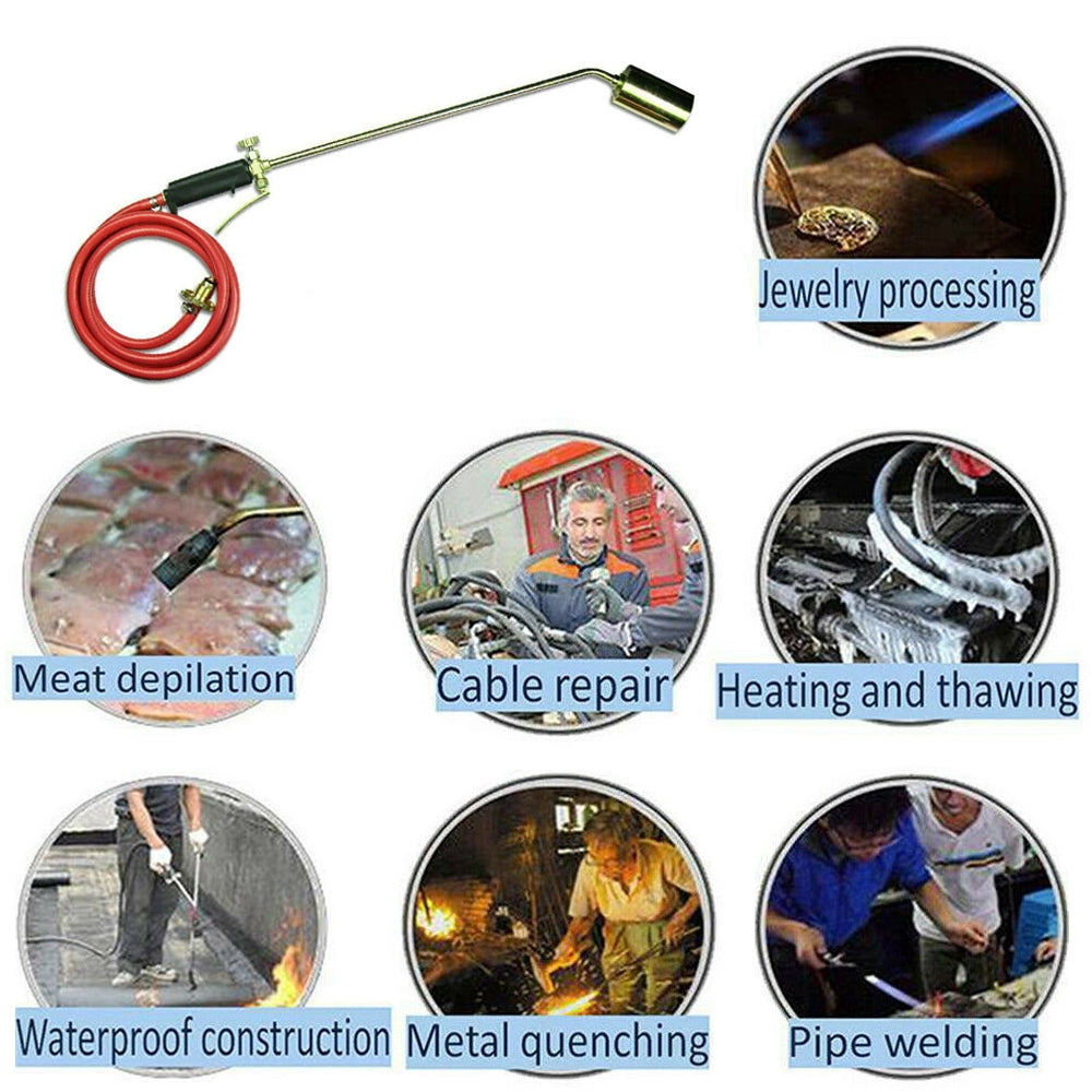 Weed Torch Burner Kit | Shrub Weed & Grass Killer | Butane Gas | Garden Tools | Nozzle Hose