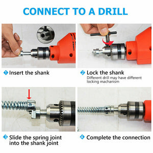 Plumber Drain Snake Pipe Cleaner | Metal Pipeline Tool | 12M + 6 Drill Bits | DIY