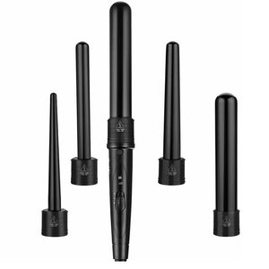 5 in 1 Hair Curler Wand Set | Ceramic Styling Curling Iron | Roller Barrel | LED + Glove