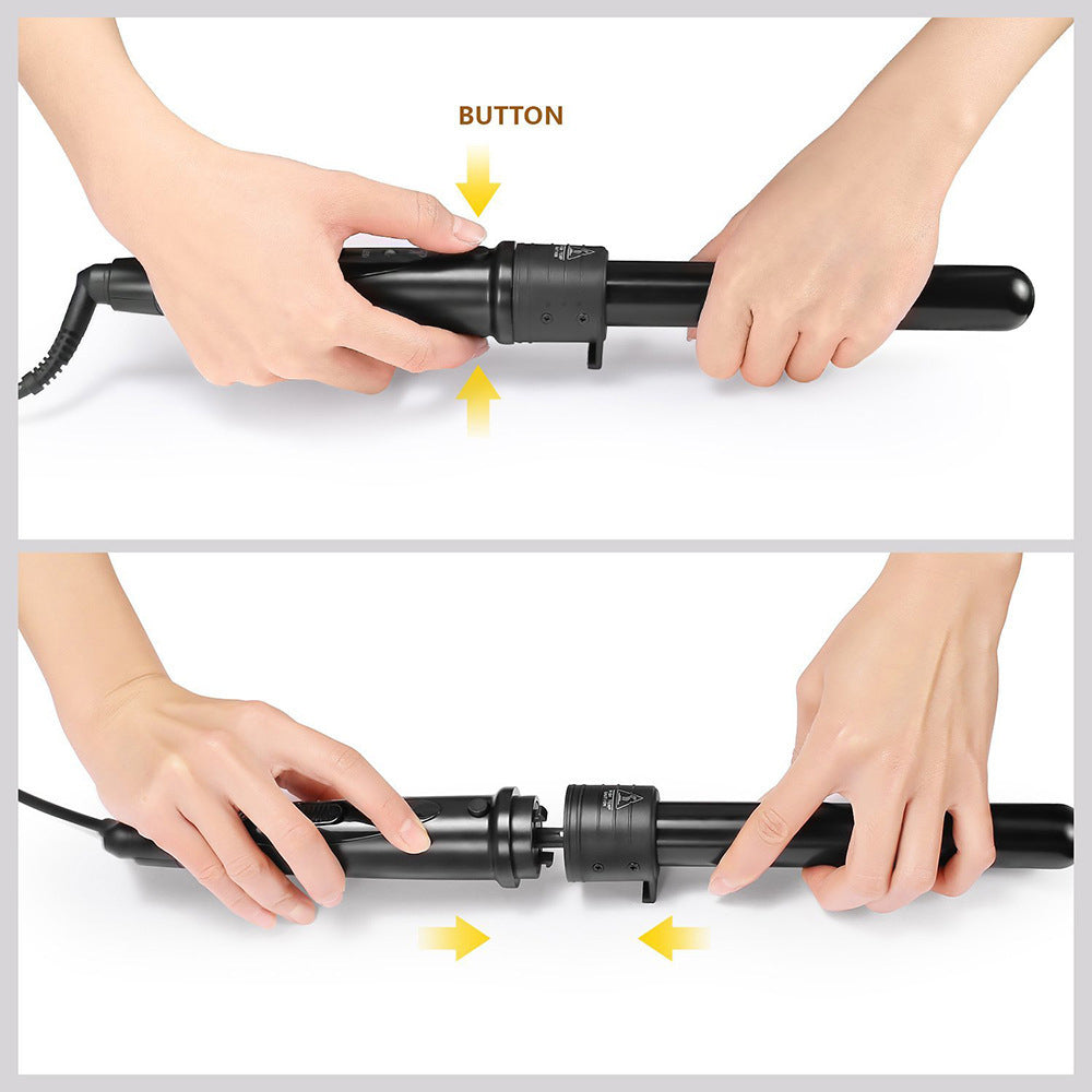 5 in 1 Hair Curler Wand Set | Ceramic Styling Curling Iron | Roller Barrel | LED + Glove