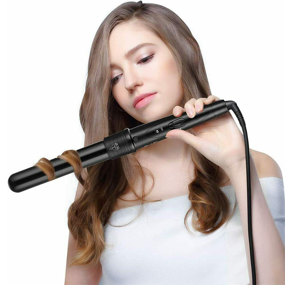 5 in 1 Hair Curler Wand Set | Ceramic Styling Curling Iron | Roller Barrel | LED + Glove