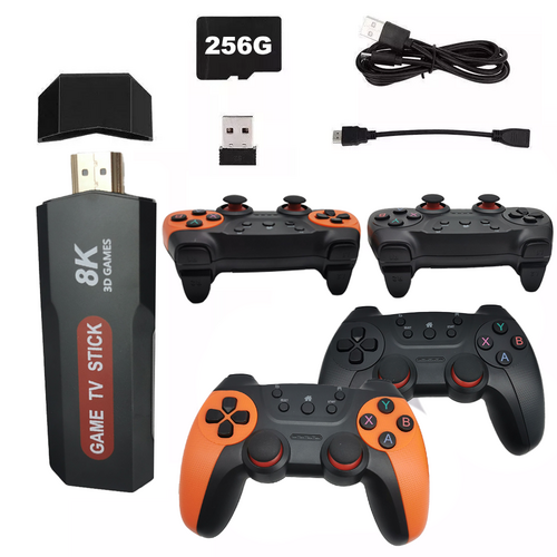 256GB 2025 NEW 8K HDMI Video Game Stick Console | 55000+ Games | 2 Wireless Controllers