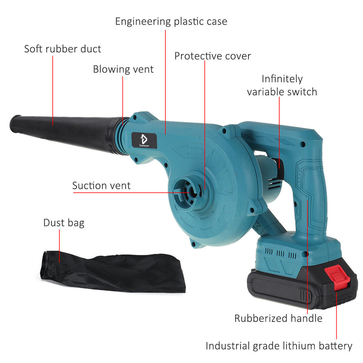 2-in-1 Cordless Electric Leaf Blower | With 1 Battery | Dust Remove Vacuum Cleaner | Home Car