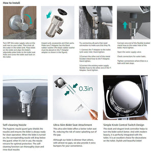 Dual Nozzle Toilet Bidet Seat | Non-Electric | Water Sprayer Attachment | Bathroom Hygiene