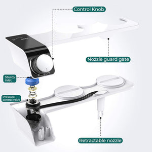 Dual Nozzle Toilet Bidet Seat | Non-Electric | Water Sprayer Attachment | Bathroom Hygiene