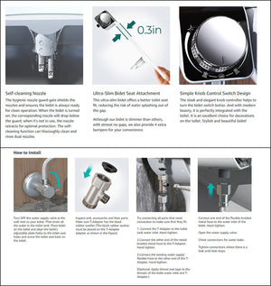Dual Nozzle Toilet Bidet Seat | Non-Electric | Water Sprayer Attachment | Bathroom Hygiene