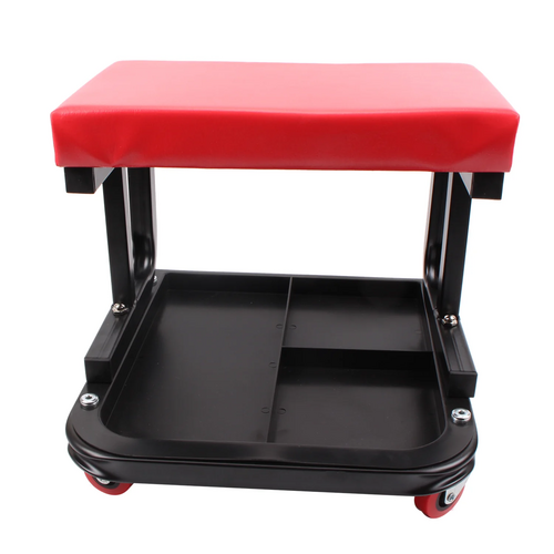 Rolling Creeper Garage Seat | Padded Mechanic Stool | Tool Tray Included | Smooth Rolling