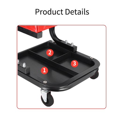 Rolling Creeper Garage Seat | Padded Mechanic Stool | Tool Tray Included | Smooth Rolling