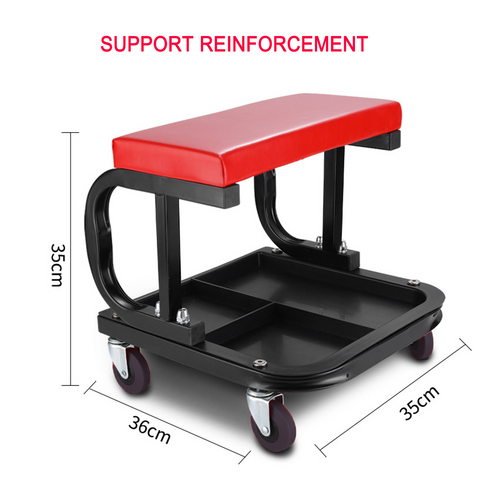 Rolling Creeper Garage Seat | Padded Mechanic Stool | Tool Tray Included | Smooth Rolling