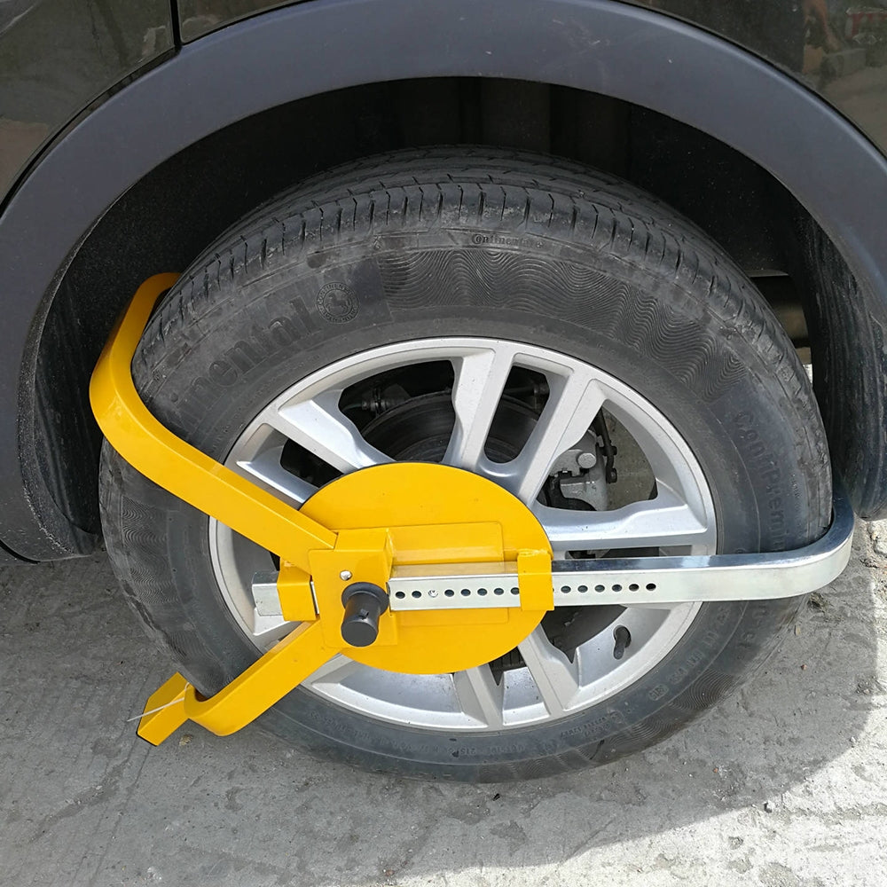 Heavy Duty Wheel Defender Lock Clamp | Tyre Lock | 13" 14" 15" | Car Caravan Trailer
