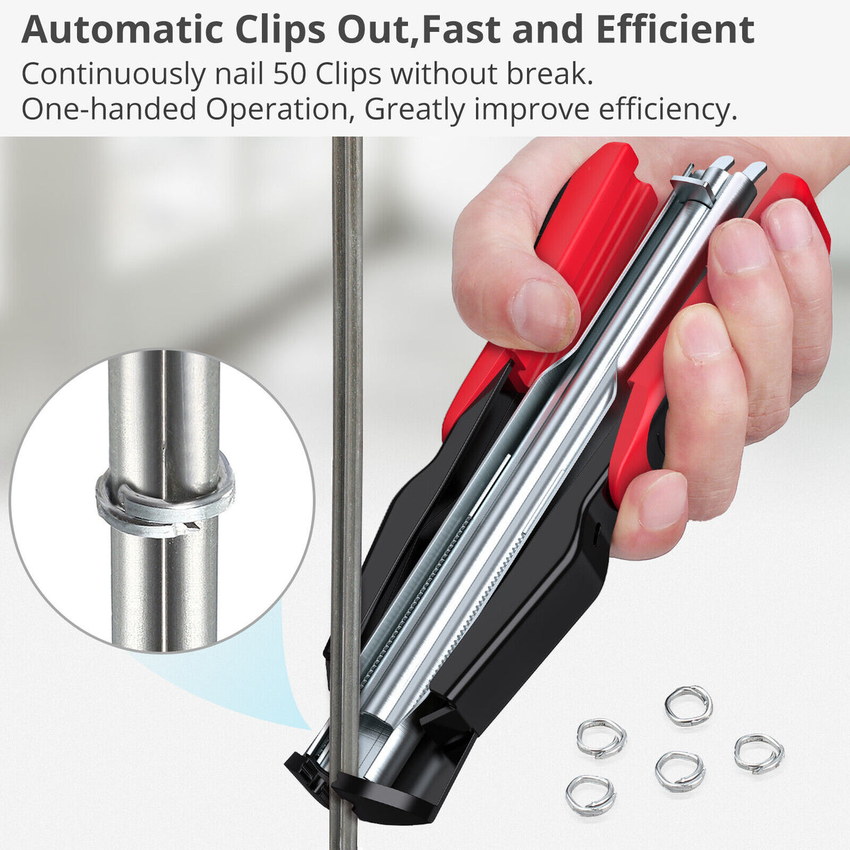 Hog Ring Gun C Clip Auto Feed Nailer | Pliers + 2500pcs Galvanised Steel Hogring Set