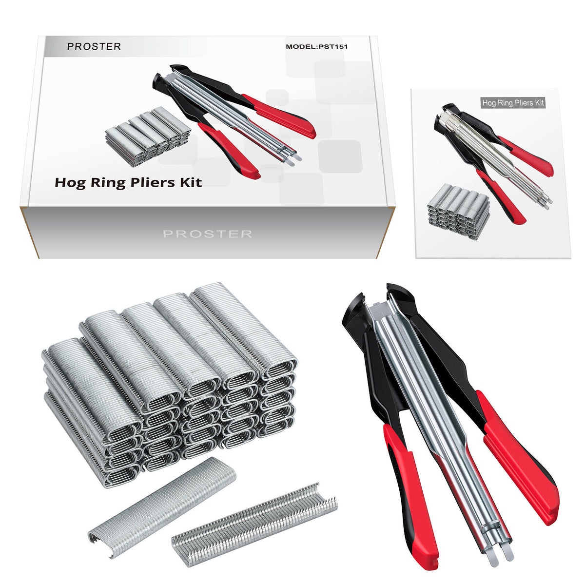 Hog Ring Gun C Clip Auto Feed Nailer | Pliers + 2500pcs Galvanised Steel Hogring Set