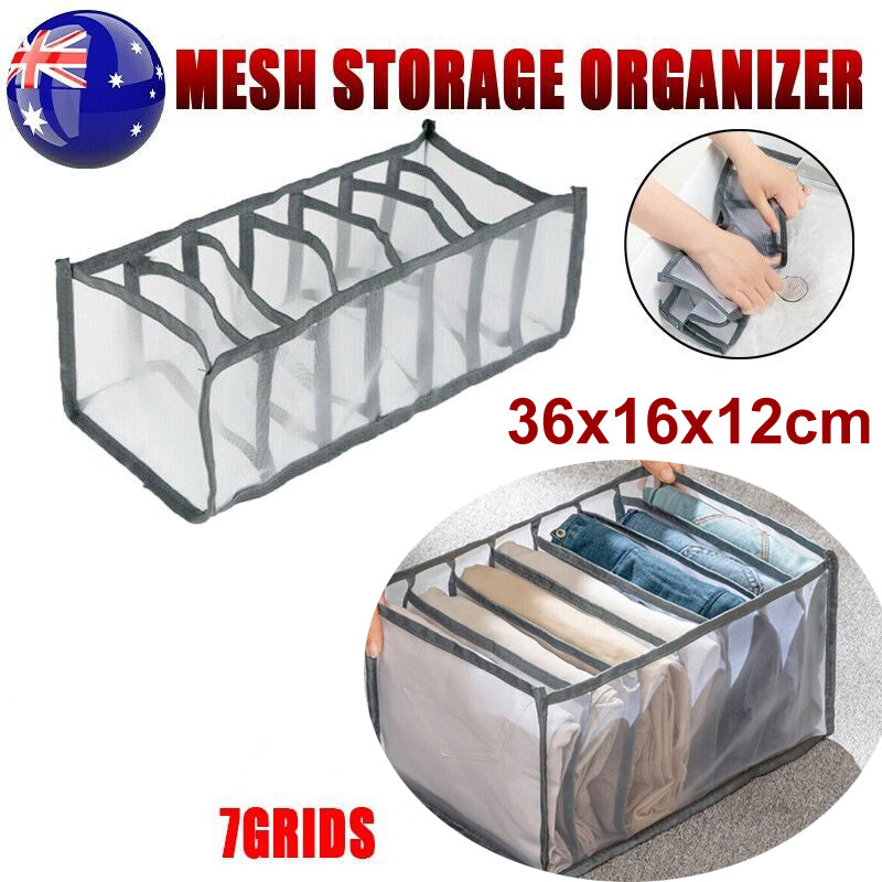 7 Grids Mesh Foldable Clothes Storage | Jeans Pants Organizer | Clothes Organizer