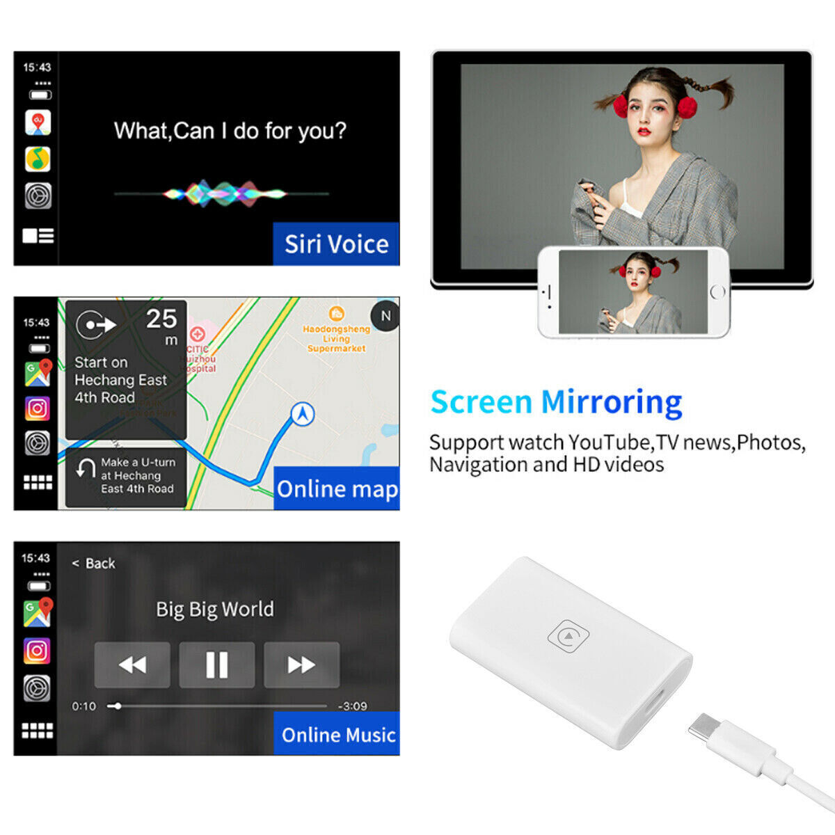 Upgrade Wireless CarPlay Adapter Dongle | For Apple iOS & Android Navigation Radio