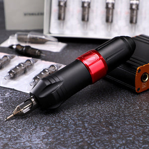 Complete Tattoo Kit | Rotary Tattoo Pen | 8 Inks | 40 Needles | Practice Skin | AU-PLUG