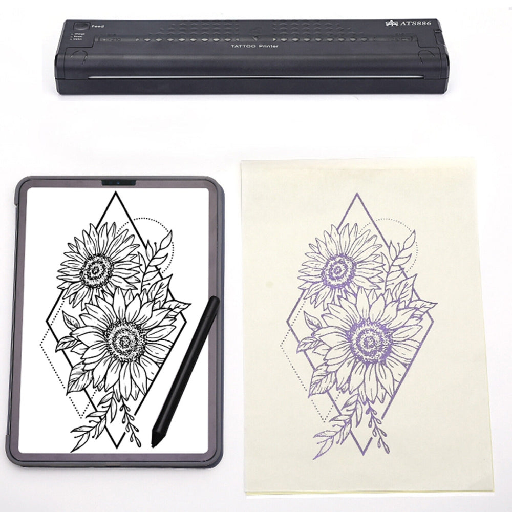 Wireless Tattoo Transfer Printer | Portable Machine | Clear Transfer Stencil Printer | Black