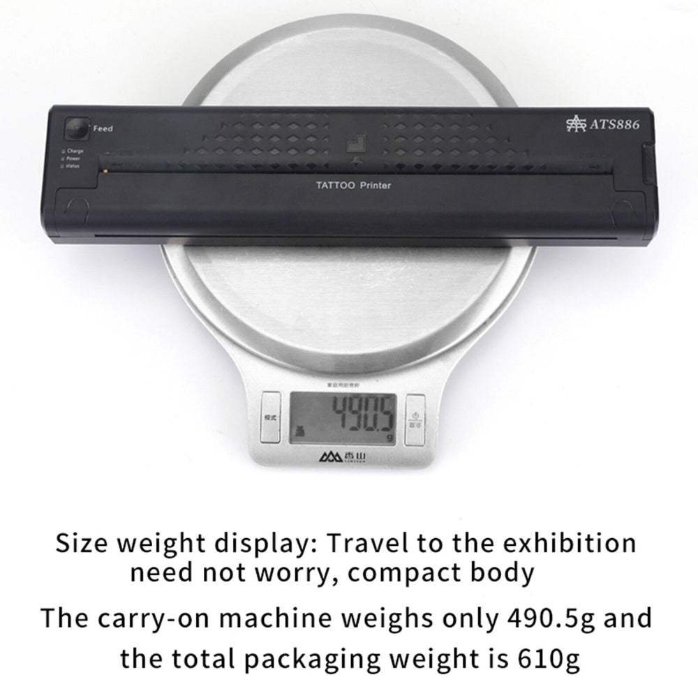 Wireless Tattoo Transfer Printer | Portable Machine | Clear Transfer Stencil Printer | Black