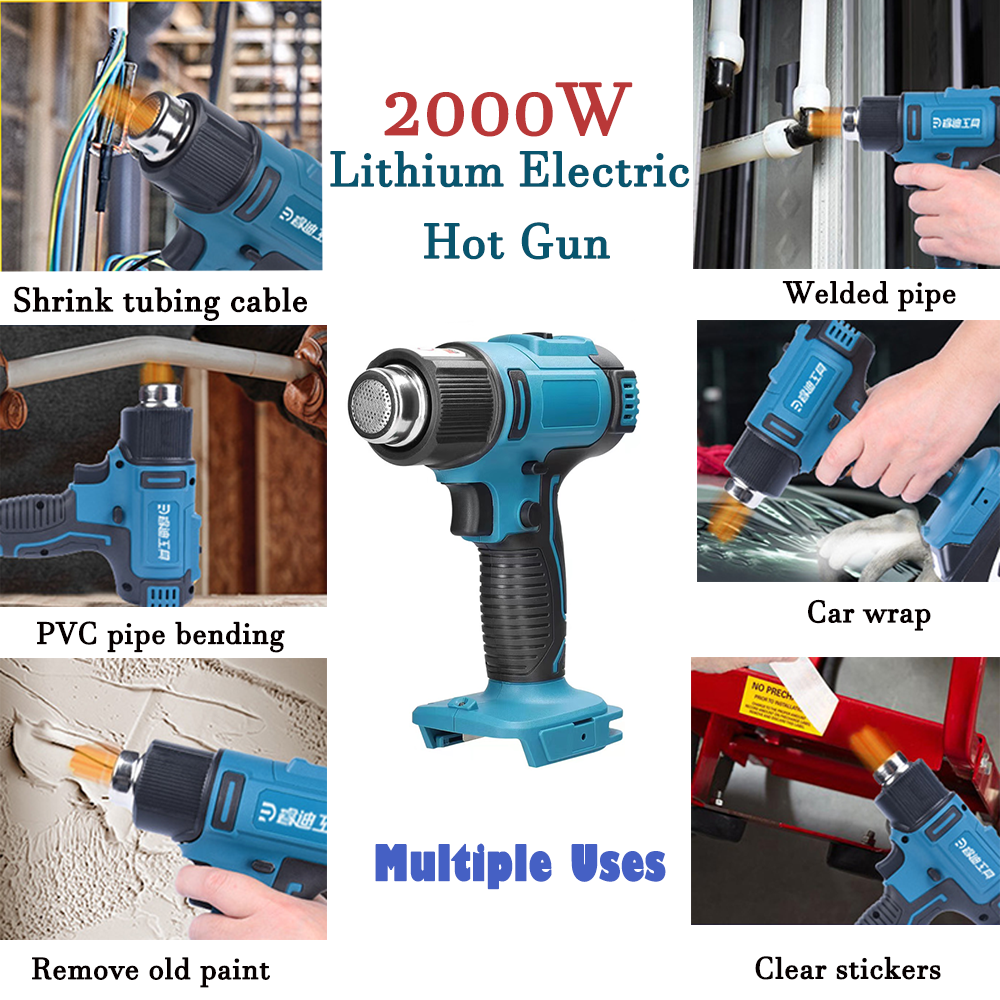 2000W Electric Heat Gun | Nozzles | Handheld Cordless | Makita 18V | AU
