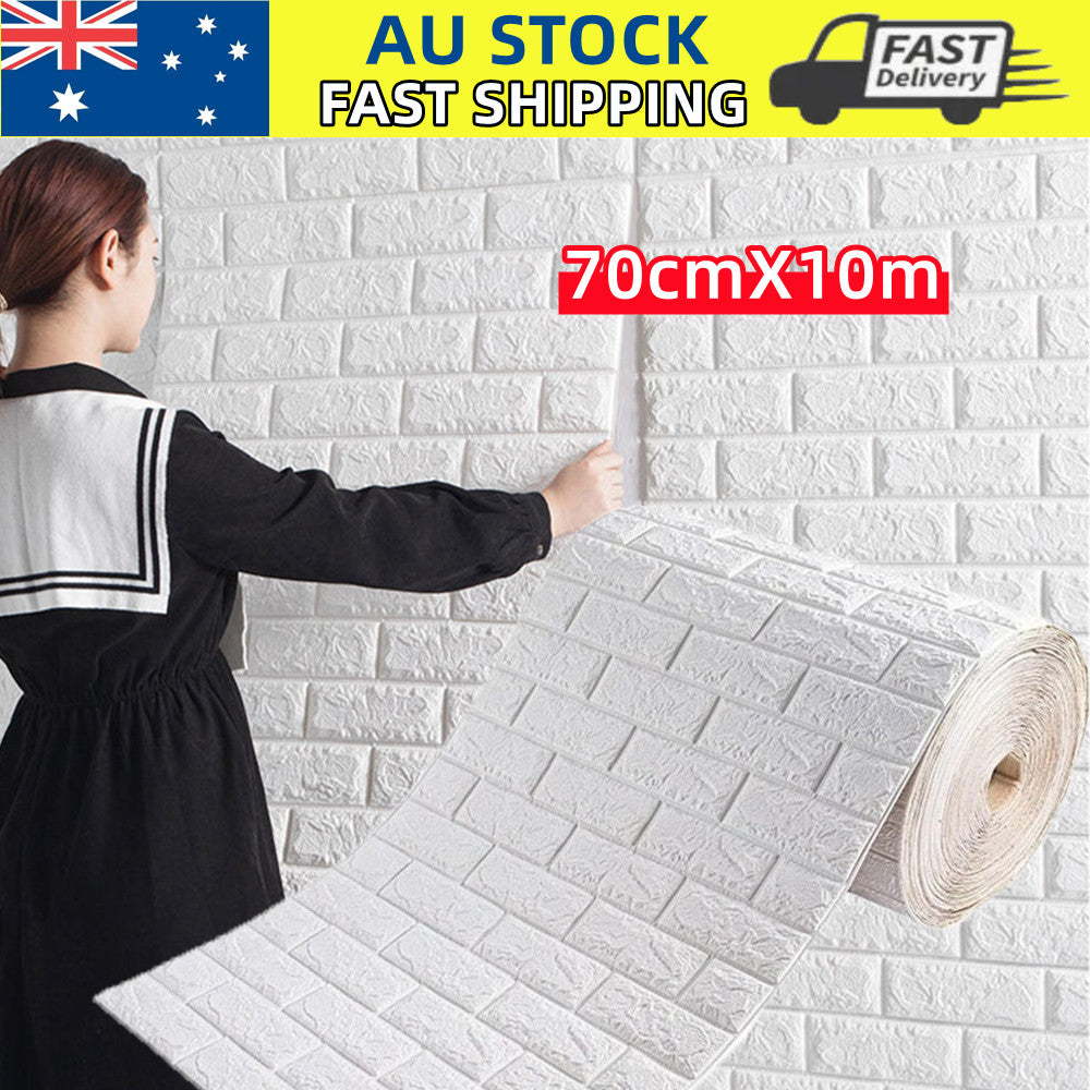 70CMx10M 3D Wall Paper Panel | Foam Brick Self-Adhesive | Waterproof Wallpaper Sticker