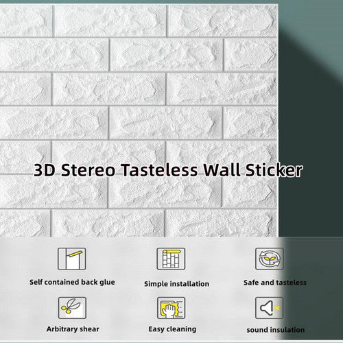 70CMx10M 3D Wall Paper Panel | Foam Brick Self-Adhesive | Waterproof Wallpaper Sticker