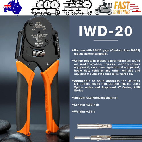DT20 Crimper 4 Way Indent | 8 Impression iCrimp | Closed Barrel Type Deutsch Crimper
