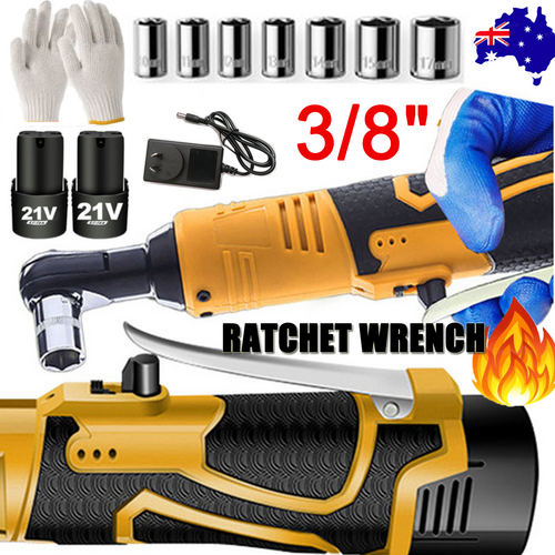 21V 3/8" 100N.m Electric Right Angle Ratchet Wrench | Charger + 2 Batteries