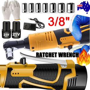 21V 3/8" 100N.m Electric Right Angle Ratchet Wrench | Charger + 2 Batteries