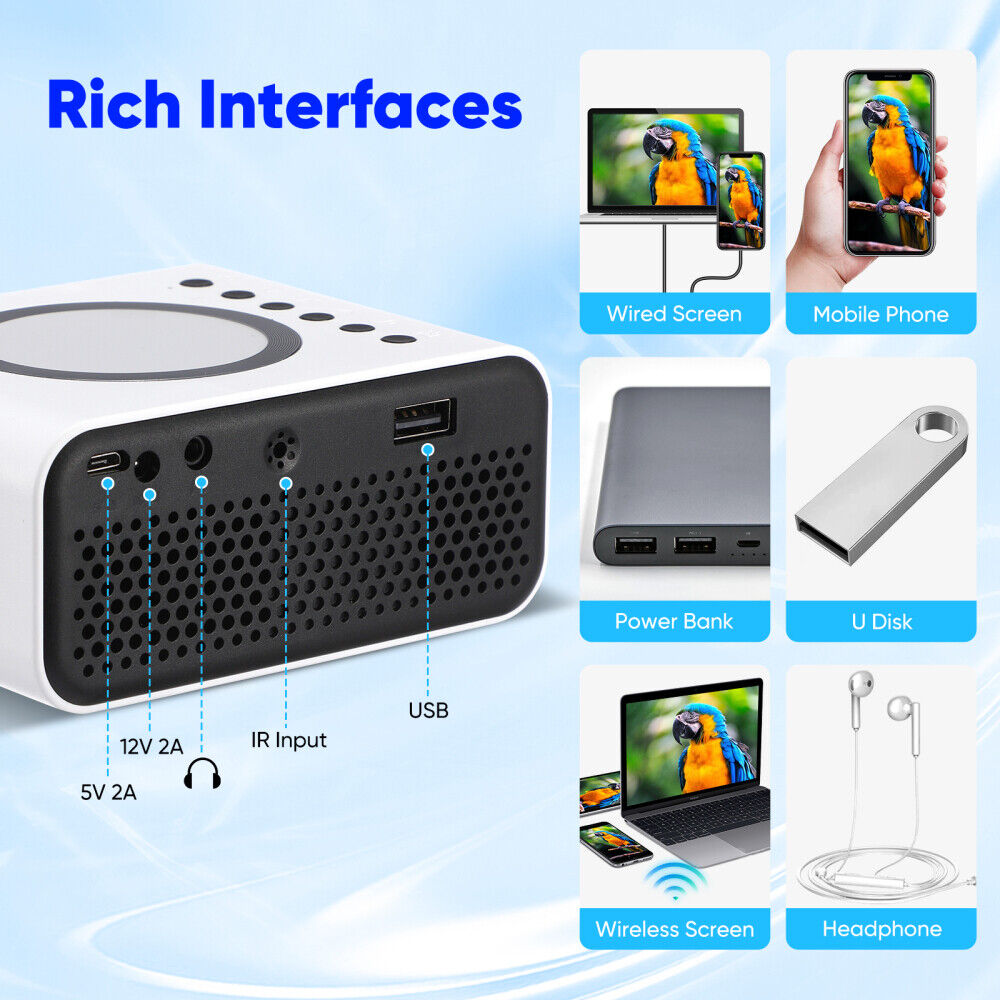 Mini Portable Smart Projector | HD 1080P | Android WIFI | Bluetooth | Home Theater