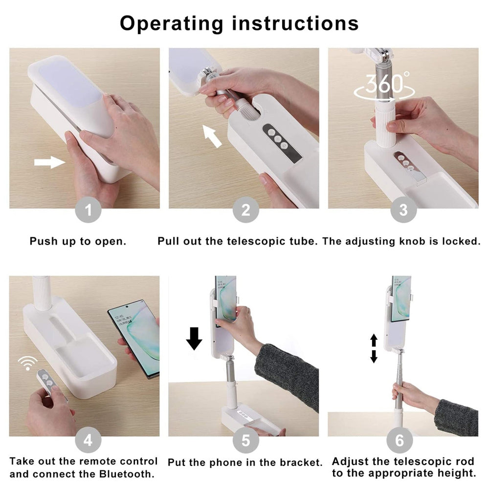 LED Portable Phone Holder Stand | Wireless Remote | Dimmable Selfie Fill Light Lamp | Pink