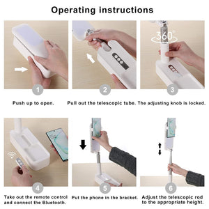 LED Portable Phone Holder Stand | Wireless Remote | Dimmable Selfie Fill Light Lamp | Pink