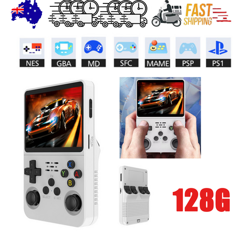 White Portable Retro Handheld Game Console | 128GB | 10000+ Games | Retro Handheld Games