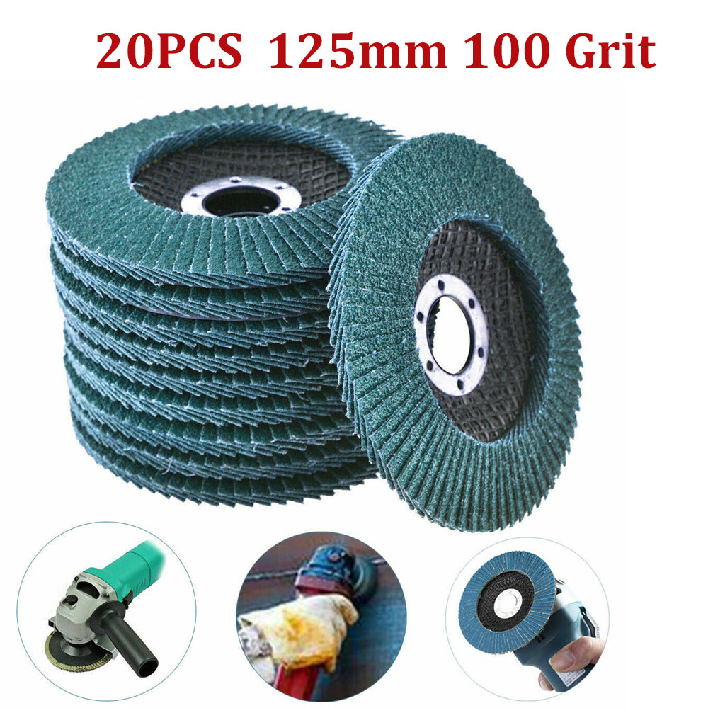 20PCS 5" 125MM Angle Grinder Flap Sanding Disc | 100 Grit | Grinding Wheel