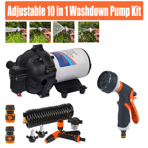 6.6GPM Washdown Pump Kit | 12V Wash Pump | Hose Nozzle | Caravan RV Marine Boat