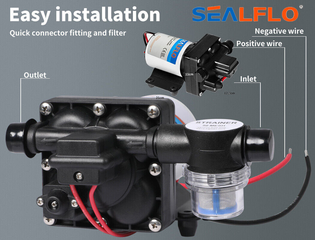 12V Caravan Water Pump | High Pressure Self-Priming | RV | Camping | Boat | 55PSI 11.3L/M