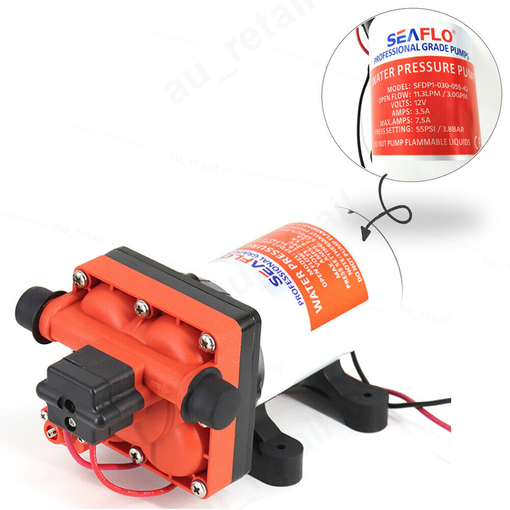 Seaflo 12V Water Pump | 55PSI Pressure | 11.3LPM | Caravan RV Boat Camper Trailer