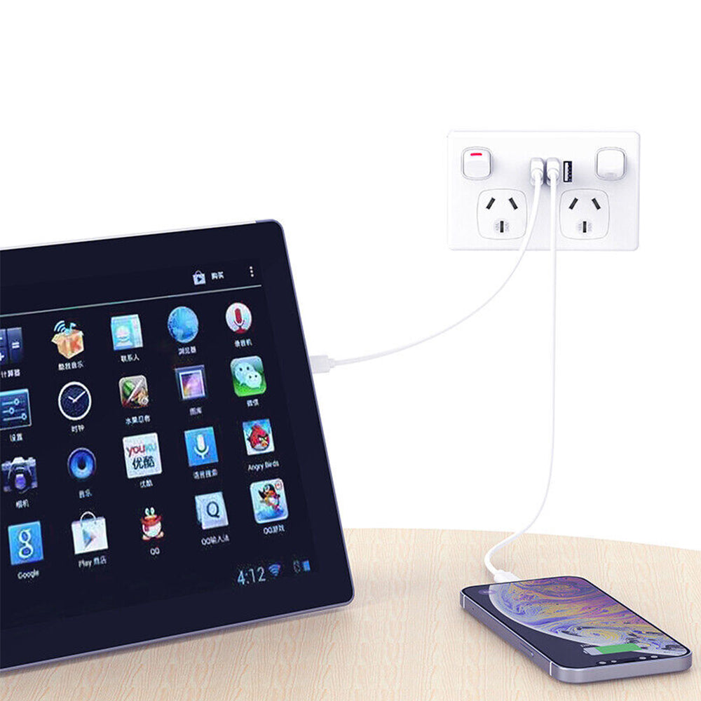 5PCS Double Power Point Dual USB + Type-C GPO | Fast Charge 3.6 Amp Wall Outlet