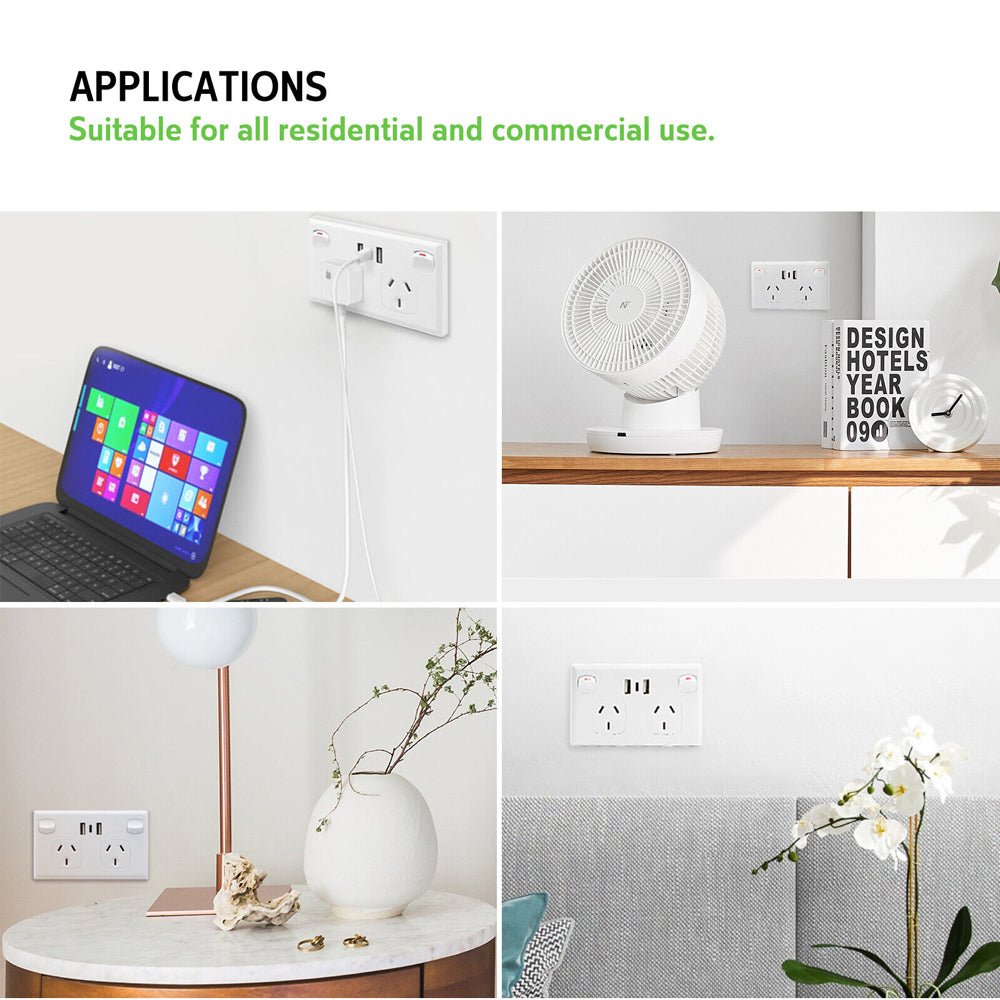 5PCS Double Power Point Dual USB + Type-C GPO | Fast Charge 3.6 Amp Wall Outlet