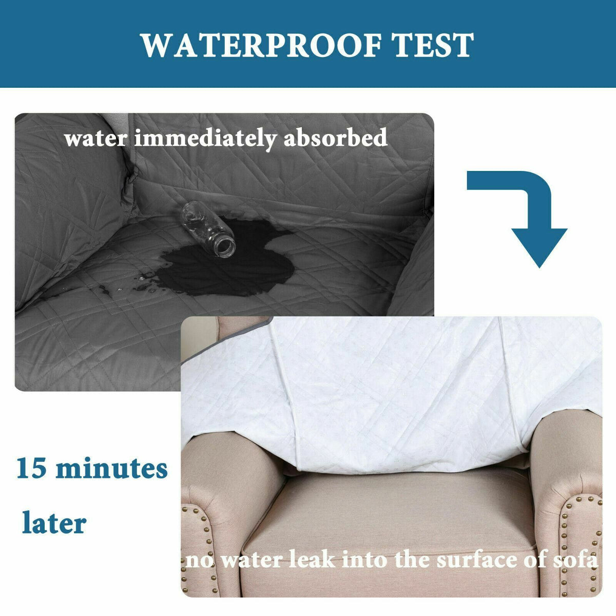 Black XL Recliner Waterproof Recliner Chair Cover | Non-Slip Strap Slip Cover | Recliner