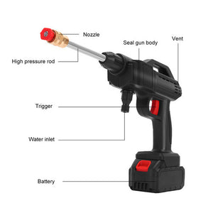 Electric Car Pressure Washer | Cordless Spray Gun | W/ 2 Battery | Water Cleaner Tool