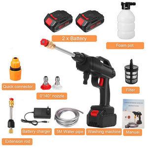 Electric Car Pressure Washer | Cordless Spray Gun | W/ 2 Battery | Water Cleaner Tool