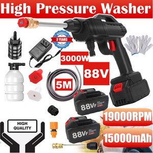 88V Cordless Electric High Pressure Washer | Water Spray Gun | Car Cleaner | 2 Battery