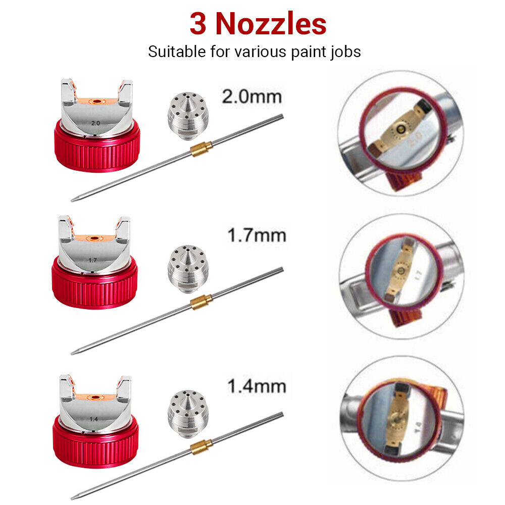 Air HVLP Spray Gun | Paint Gun | 600CC Gravity Feed Cup | 1.4mm | 1.7mm | 2mm Tip | AU Stock