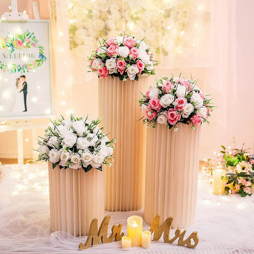 3PCS Cardboard Round Plinth | Cylinder Pedestal Wedding Flower Display Stand