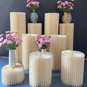 3PCS Cardboard Round Plinth | Cylinder Pedestal Wedding Flower Display Stand