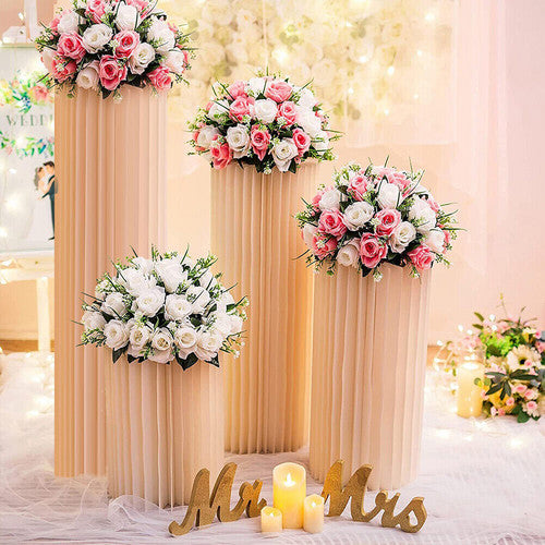 4 Hard Carboard Display Stand | Round Plinth Cylinder Pedestal | Wedding Flower