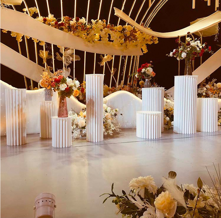 4 Hard Carboard Display Stand | Round Plinth Cylinder Pedestal | Wedding Flower