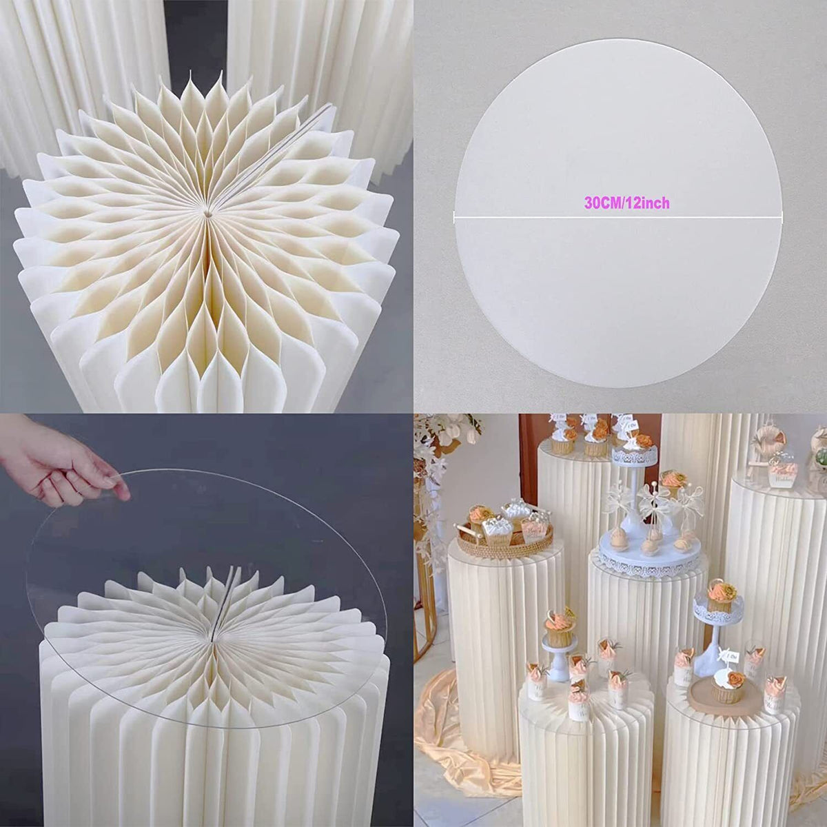 4 Hard Carboard Display Stand | Round Plinth Cylinder Pedestal | Wedding Flower